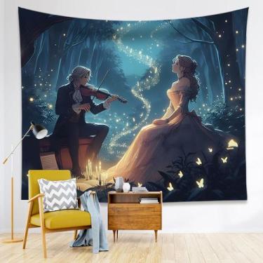 Imagem de Tapeçaria para pendurar na parede Violino romântico Fantasy Night Fore