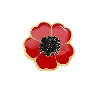 Imagem de Alfinetes de broche, flor de papoula vermelha, esmalte, blusa, lapela 