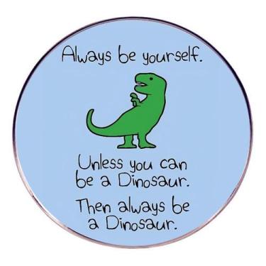 Imagem de Emblema redondo azul inspirador de dinossauro com broche - yiweisai