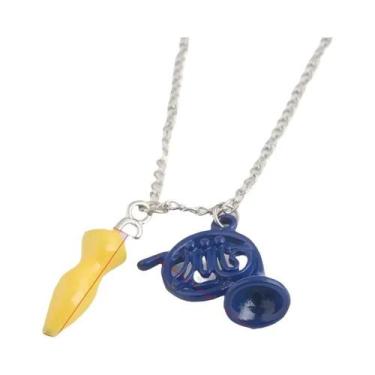 Imagem de Colar Com Pingente De Trompa Francesa Azul E Guarda-Chuva Amarelo Para