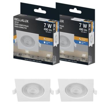 Imagem de 4 spot led quadrado 7w biv 490lm 3000k br - BELLALUX