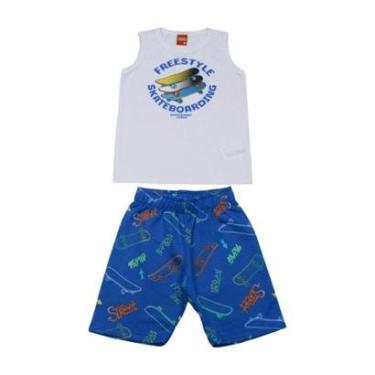 Imagem de Conjunto Infantil Regata Estampa Skateboarding e Bermuda Moletinho 1001343 - Kyly-Masculino