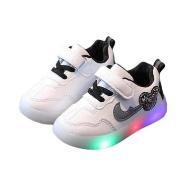 Imagem de Tênis Infantil Casual Com Luz LED, Couro PU, Antiderrapante, Fundo Mac