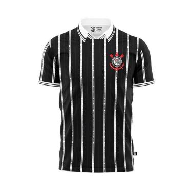 Imagem de Camiseta Corinthians Retro Listrada Oficial Juvenil-Masculino