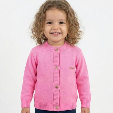 Imagem de Casaco Liso Tricô Kids Menina Rosa Chiclete