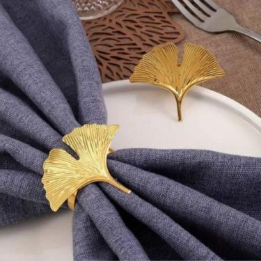 Imagem de Kit 6 Anel Porta Guardanapo Metal Dourado Para Mesa Posta Casamento Gi