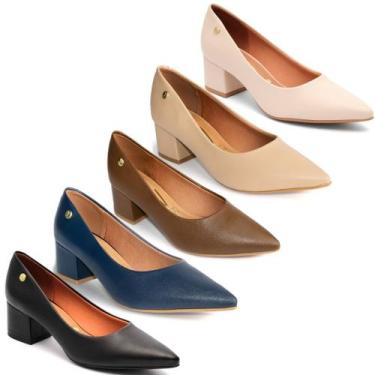 Imagem de Scarpin Vizzano Salto Médio Bloco Sapato Confortável, Branco off, 36