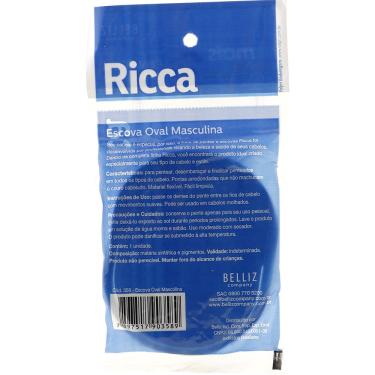 Imagem de Pente Oval Masculino Ricca Ergonômico para Cabelos Curtos Preto