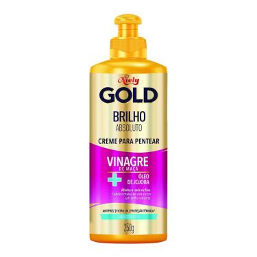 Imagem de Creme de Pentear Brilho Absoluto 250g Niely Gold Proteção Térmica e UV Anti-frizz