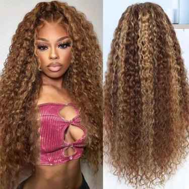 Imagem de Peruca Jumida 30" Loiro Mel Ombre Ondulado 200% de Densidade