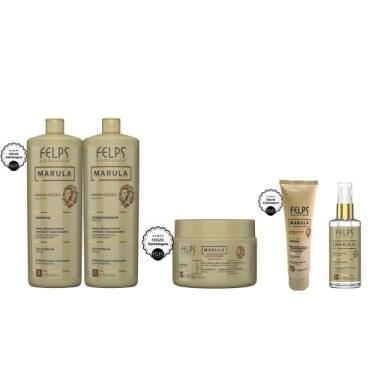 Imagem de Kit Felps Marula Shamp e Cond.L+Masc.300g+Leave-in+Óleo 50ml