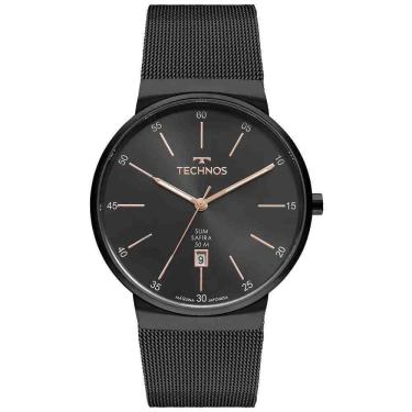 Imagem de Relógio Preto Masculino Technos Slim GM12AG/1P