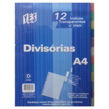 Imagem de Divisórias para Fichário Universitários 12 Índices Transparentes Color