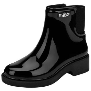 Imagem de Bota Feminina Conforto Envernizada Moda Chelsea Melissa, Preto, 39/40