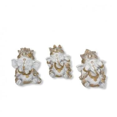 Imagem de Imagem Trio Ganesh Escultura Resina Estátua 08 cm - Lua Mistica