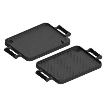 Imagem de Bifeteira Dupla Face com Alças de Silicone Preto 23x28cm para Fogão Gás Elétrico Lenha Cerâmico Indução Libaneza