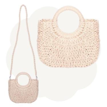 Imagem de Bolsa de Praia Palha Verão com Forro Interno Removível - Plike, Palha