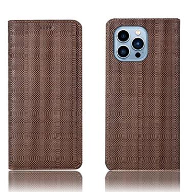 Imagem de LAHappyL Capa para iPhone 13 Pro Max/13 Pro/13/13 Mini, capa carteira de couro legítimo de luxo, com compartimentos para cartões, suporte, fecho magnético, capa para telefone, marrom, 13 Pro 6,1 polegadas