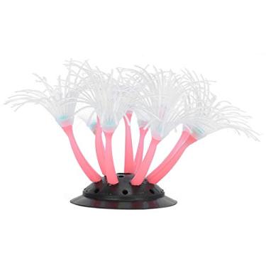 Imagem de Coral de girassol artificial, conveniente tanque de peixes de silicone coral de girassol para água doce para água salgada(cor de rosa)