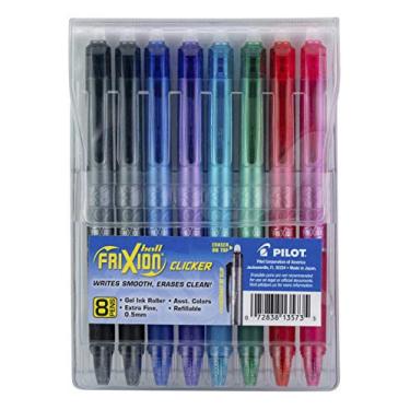 Imagem de FriXion Caneta de tinta gel apagável Clicker, ponta extrafina, 0,5 mm, sortida, conjunto com 8