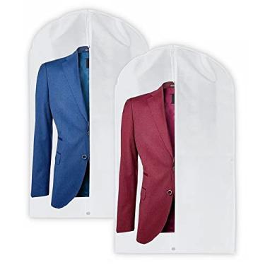 Imagem de Kit 5 Capa Para Terno Protetor de Roupa Jaqueta Vestido Com Zíper TNT Impermeável Branco