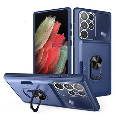 Imagem de Capa de telefone de armadura de slot para cartão de carteira deslizante para samsung galaxy s22 ultra s22 plus a72 a53 a52 a33 a12 capa de anel magnético à prova de choque, t4, para samsung a53 5g