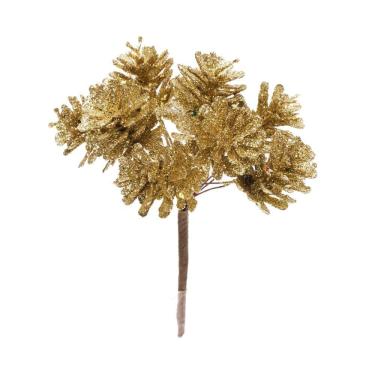 Imagem de Pick Natalino C/6 Pinhas Ouro/glitter 1un 12x8x6cm 1200073