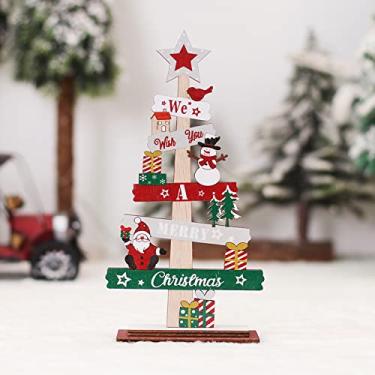 Imagem de Mesa de Natal Decoração de Mesa de Madeira em Forma de Árvore de Natal Placa Ornamento Desejamos-lhe um Feliz Natal Enfeites para Casa DIY Artesanato Type B