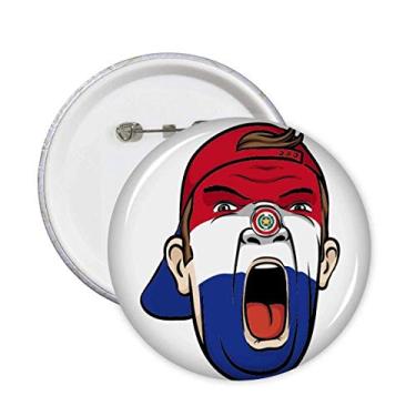 Imagem de Broche de cabeça de maquiagem da bandeira do Paraguai, broches, emblema, acessório, decoração, 5 peças