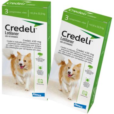 Imagem de Kit Antipulgas e Carrapatos Elanco Credeli 450 mg para Cães de 11 até 22 Kg - 2 Unidades