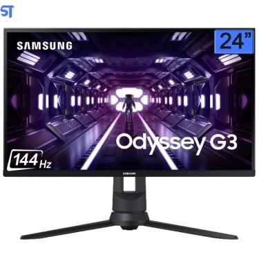 Imagem de Monitor Gamer Samsung 24 Odyssey G3, Full hd, 144Hz, 1ms, FreeSync Premium, HDMI/Displayport, Ajuste de Altura