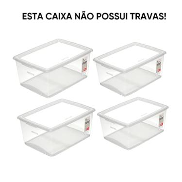 Imagem de Kit 4 Caixa Organizadora Sem Trava 30 Litros Branco