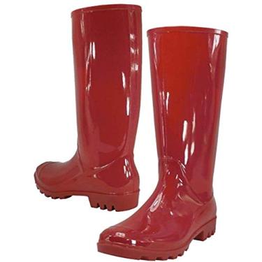 Imagem de Botas de chuva femininas elegantes botas de borracha impermeáveis para mulheres, Vermelho, 9