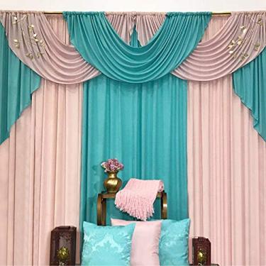 Imagem de Cortina Mariela Varão Duplo Malha 3,00m x 2,60m Sala Quarto - Rosê e Tifani