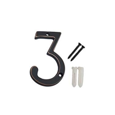 Imagem de QCAA Casa tradicional de latão maciço pesado número 3, 15 cm, bronze veneziano, 1 pacote