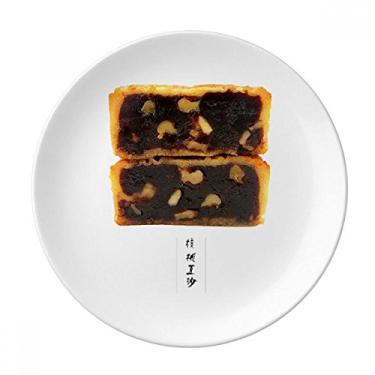 Imagem de Prato decorativo de porcelana para bolo de lua de nogueira no meio do outono