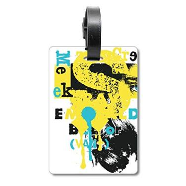 Imagem de Graffiti Street - Bolsa de viagem com estampa de mulher preta amarela e etiqueta para cartão de bagagem