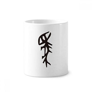 Imagem de Inscrição óssea chinesa sobrenome personagem Ma escova de dentes, suporte para caneta, copo de lápis de cerâmica