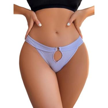 Imagem de OYOANGLE Calcinha feminina recortada na frente com cintura média, respirável, lisa, casual, roupa íntima, Roxo lilás, G
