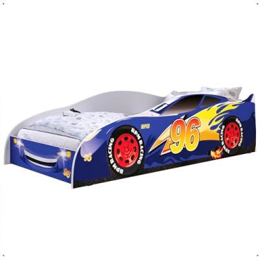 Imagem de Mini Cama Infantil Carro 96 MDF Montessoriana Lateral Protetora Decoração Tema Quarto Menino - Royal/Branco - RPM Móveis