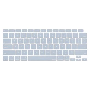 Imagem de MOSISO Capa de teclado compatível apenas com MacBook Air de 13 polegadas 2021 2020 versão A2337 M1 A2179 tela retina com teclado mágico retroiluminado com Touch ID, película protetora de silicone à prova d'água, azul bebê