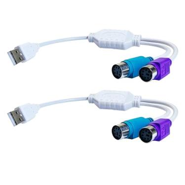 Imagem de LUVMOXE Adaptador USB para PS2, cabo adaptador de interface de teclado e mouse USB para ps2 (pacote com 2)