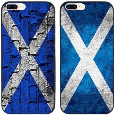 Imagem de 2 peças retrô bandeira da Escócia impressa TPU gel silicone capa traseira para Apple iPhone todas as séries (iPhone 7 Plus/iPhone 8 Plus)