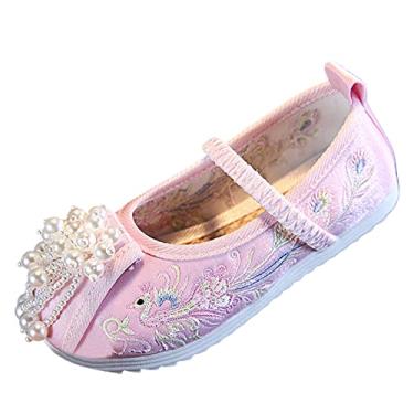 Imagem de Sandálias deslizantes para meninas meninas sandálias bordadas na parte inferior moderna fantasia infantil desempenho meninas sandálias 13, rosa, 1 Big Kid