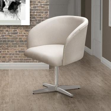 Imagem de Poltrona Atenas Base Giratória de Alumínio Sala de Estar Bege