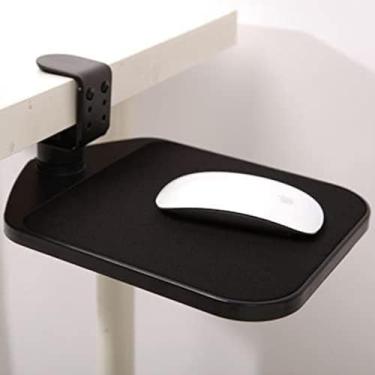 Imagem de Plataforma de mouse sob a mesa/clipe no mouse pad girando 360 graus, acessório ergonômico para bandeja de mouse, mouse pad de escritório, bandeja de mouse deslizante, preto