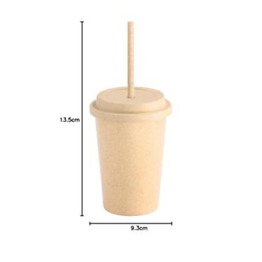 Imagem de Kit 4x Copo em Fibra de Bambu com Canudo Retr�til 450 ml Grain TopGet (Natural)