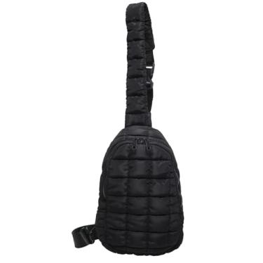 Imagem de Bolsa tiracolo inchada para mulheres bolsa de mão de nylon puffer sacola bolsa de ombro bolsa tiracolo acolchoada bolsa de viagem caminhada 2024, Preto