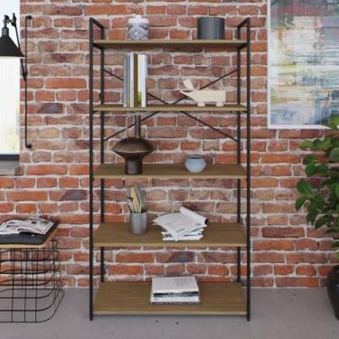 Imagem de Estante com 5 Prateleiras 152cm X 80cm X 33cm Yon Vermont Oak/Preta