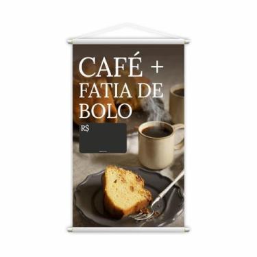 Imagem de Banner Café Fatia De Bolo Preço Cafeteria Lona Grande - Plimshop